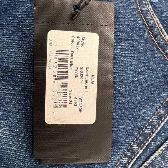 Saint Laurent High Rise Skinny Dark Blue Jeans NWT Size 24 - Picture 4 of 6